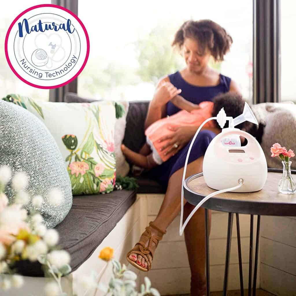 Phot of  a woman and the Spectra S2 Breast Pump