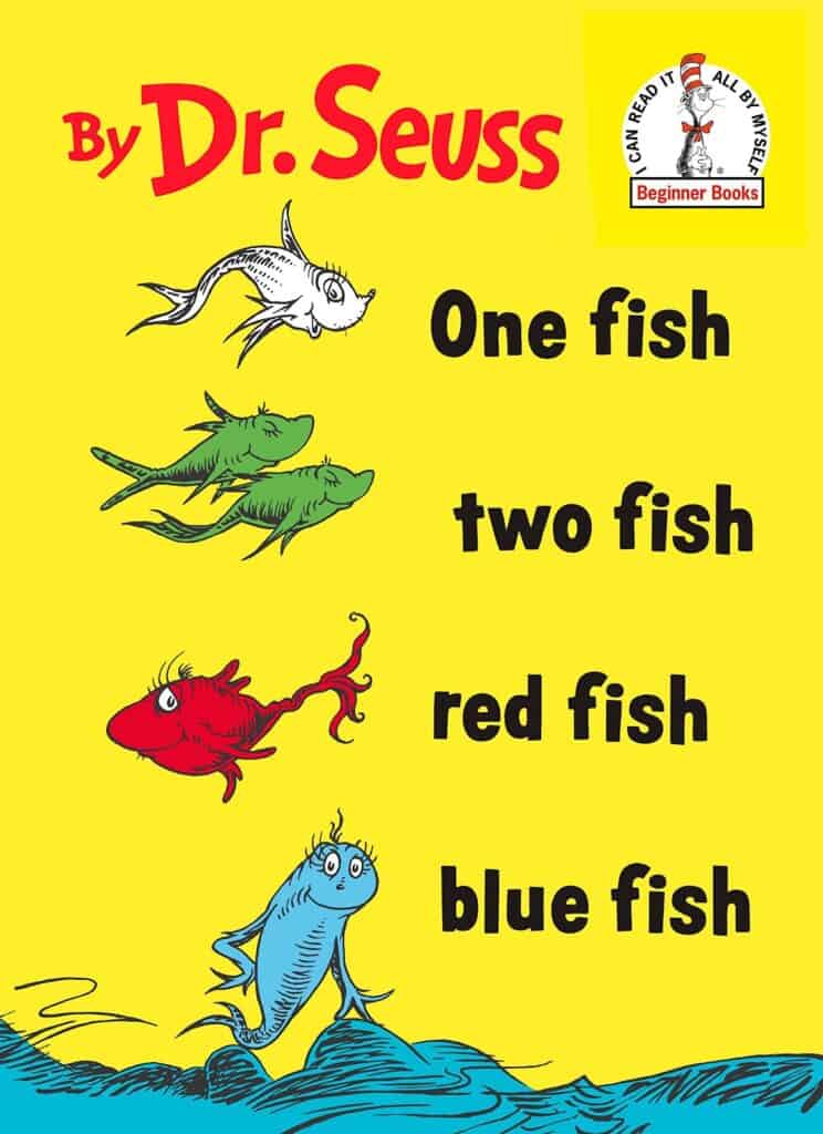 Photo of One Fish, Two Fish, Red Fish, Blue Fish by Dr. Suess'; one of the best books for 6 year old girl